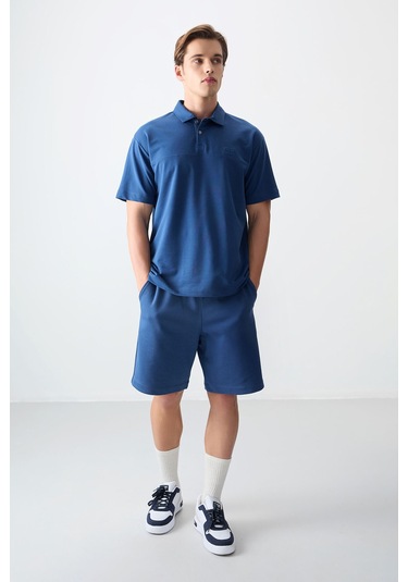 Tommy Life Parlament Pamuklu Kalın Yumuşak Dokulu Polo Yaka Oversize Fit Basic Erkek T- Shirt - 88382 Parlament