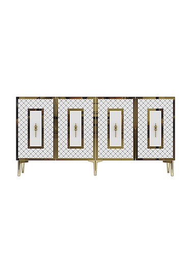 Ka1510dbg Puma Konsol, Tv Sehpası Safirmeşe-beyaz-gold 150cm Safirmeşe-beyaz-gold