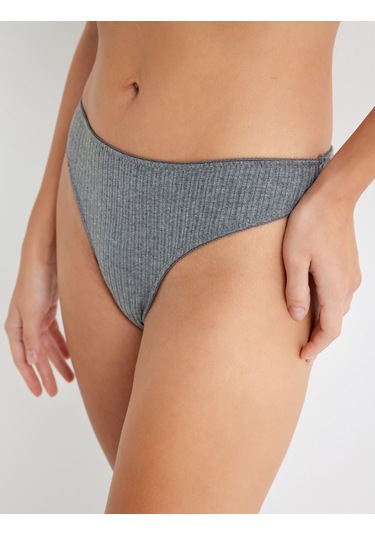 Koton Brief Külot Pamuklu Dantel Detaylı Antrasit Melange 5wlk30043mk Antrasit Melanj