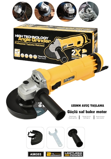 Assur ASR352 750 W 125 MM Avuç Taşlama Spiral Sarı