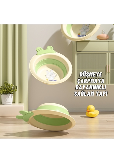 Katlabilir Yenidoğan Bebek Ve Çocuk Banyo Yıkama Kovası Yeşil