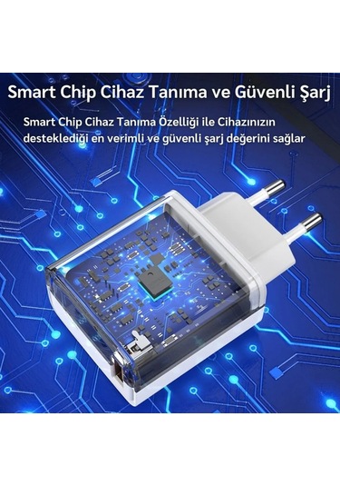 Tonex 67w Usb Girişli Turbo Şarj Adaptörü Başlık Beyaz
