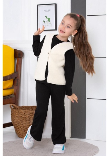 Bayramlık 3 Parça Yelekli Alt Üst Takım Siyah