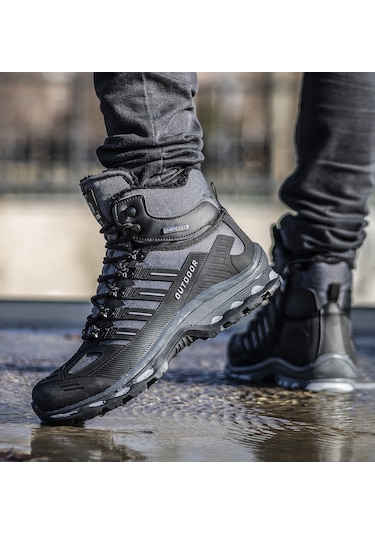 Ayakkabix 1823 Su ve Soğuka Dayanıklı Fermuarlı Erkek Bot Siyah-F