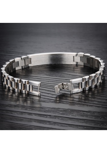 Chavin ea40 316L Çelik Erkek Künye Bileklik 12 MM Gri Gümüş