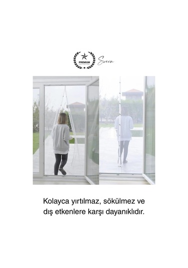 Dayanıklı Mıknatıslı Kapı Sinekliği 60x210 Cm Tül Haşere Böcek Sivrisinek Geçirmez Manyetik Beyaz