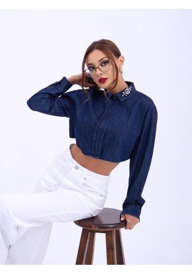 Gülsüm Aydın 6603 Kot Bluz-mavi Mavi