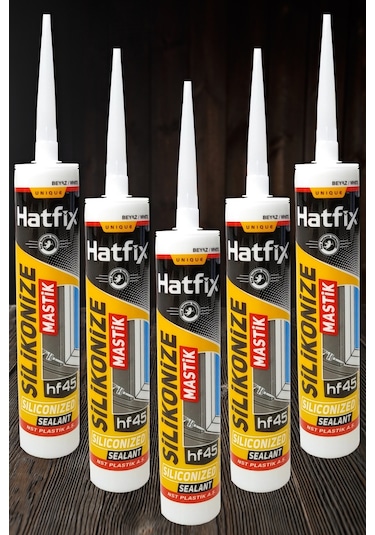 5 Adet Hatfix Silikonize Beyaz Mastik 450gr Hf-450