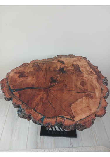 Servis Sehpası Meşe Epoksi Kaplama Açık Meşe