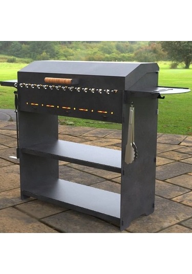 Kapaklı Barbekü Büyük Portatif Mangal Ve Izgaraları Siyah