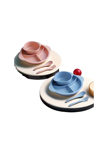 3-6 Yaş Arası Çocuklar İçin Mavi Kareli Plastik Çatal Bıçak Takımı