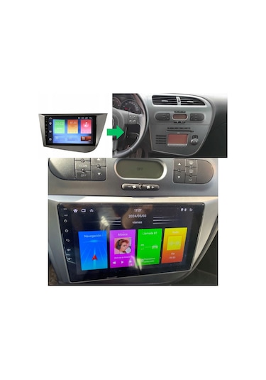 Seat Leon Araç Multimedya Android Ekran Carplay Navigasyon Cihazı Double Teyp 2+32 9" 06-10 Gri Cadence