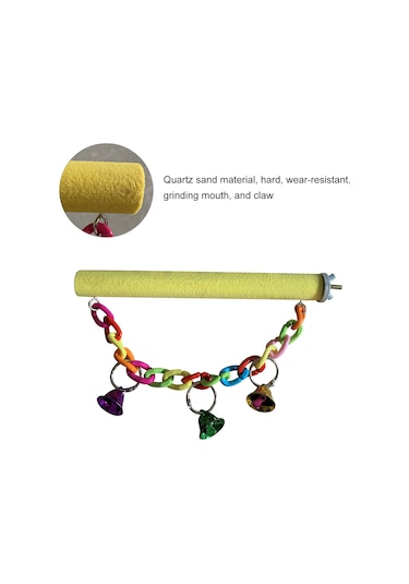 Yifomall Kuş Oyun Standı - Çanlı, Kumlama Ve Ahşap Tünek Eğitim Seti