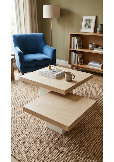 Most Marmoris %100 Mdf Meşe Aytaşı Orta Sehpa Set Evinize Teslim