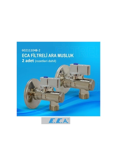 Eca 1/2" Filtreli Ara Musluk Krom Volanlı - 2 Adet Rozet Dahil 602111048-2