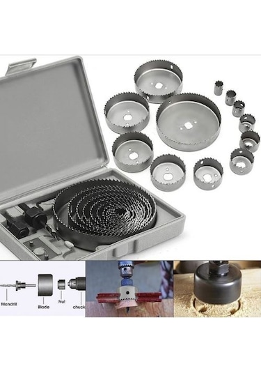 16 Parça Ağaç Ahşap Delme Alçıpan Seti Panç Seti Delik Testere
