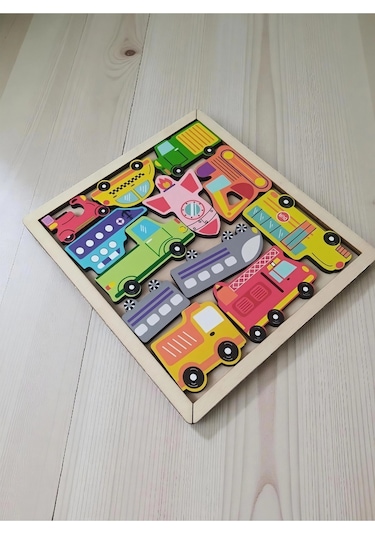 Araçlar Renkli Puzzle Ahşap Oyuncak