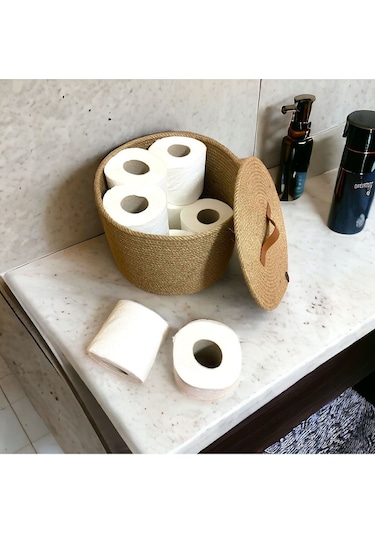 Hasır Sepet, Dekoratif Sepet, Çok Amaçlı Saklama Kutusu, Hasır Tuvalet Kağıdı Sepeti 001