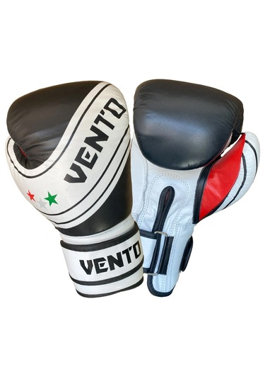 Vento Fury Hakiki Deri Boks Ve Kick Boks Eldiveni Siyah Beyaz Siyah - Beyaz