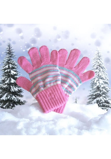 Kız Çocuk Eldiven Pembe 4-8 Yaş Pembe