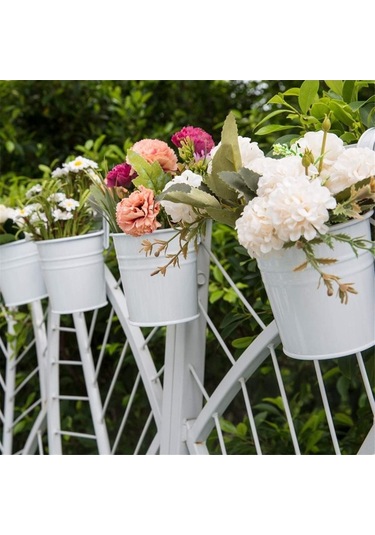 Ulzyvf Standı Saksısı Saksısı Saksı Metal Kova Korkuluk Demir Dekoratif Çiçek Çiçek Çiçek Beyaz Bahçe Asılı Asılı Asılı On