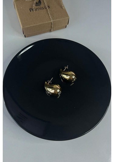 Gold Kaplama Damla Model Çelik Küpe Gold
