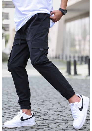 Madmext Siyah Kargo Cep Erkek Jogger Pantolon 5461-siyah Siyah