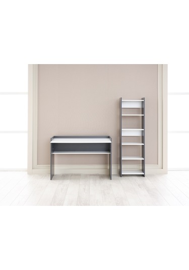 Arpelia Ahşap Çalışma Masası Ve Kitaplık 1 Beyaz