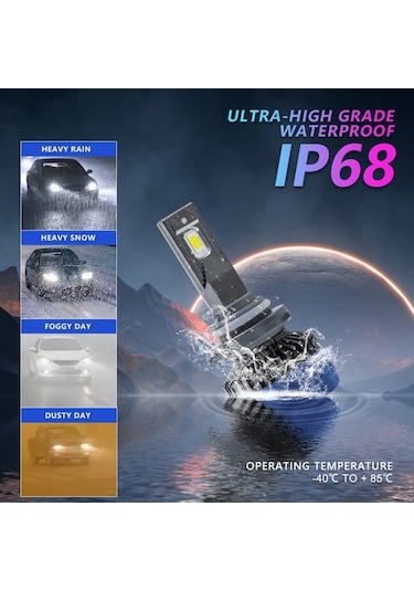 Ebitda P10 9005/hb3 Led Far, 6000k 36000lm, Süper Parlak, Ip68 Su Geçirmez, 2'li Paket, Küçük Boyutlu