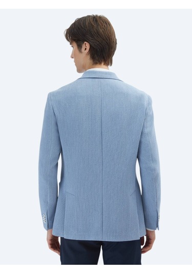 Mavi Desenli Modern Fit Ceket Mavi