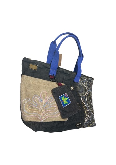 Vintage Salaş Çok Renkli Orta Boy Günlük Seyahat Gezi Omuz Çantası 36cmx34cm Siyah