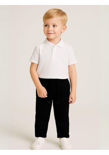 Çocuk Beli Lastikli Jogger Eşofman Alt-16089 Siyah