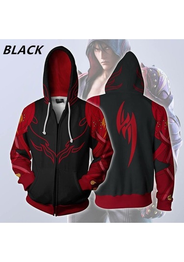 3d Moda Oyunu Tekken Baskılı Cosplay Kostüm Günlük Spor Ceketler Hoodie Tişörtü Siyah