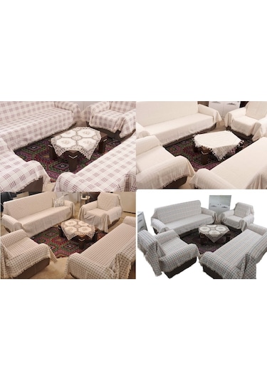 Buldan Pamuklu Koltuk Örtüsü Standart Takım (3+2+1+1)