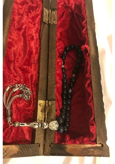 Tespih Yıldıztaşı Doğal Taş Tesbih Gümüş İmameli Yıldız Taşı Ahşap Kutulu 8mm Çok Renkli