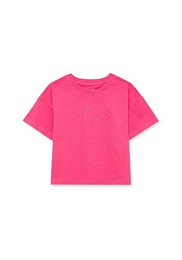 Mavi - Mavi Logo Baskılı Pembe Crop Tişört 7610181-71111 Pembe