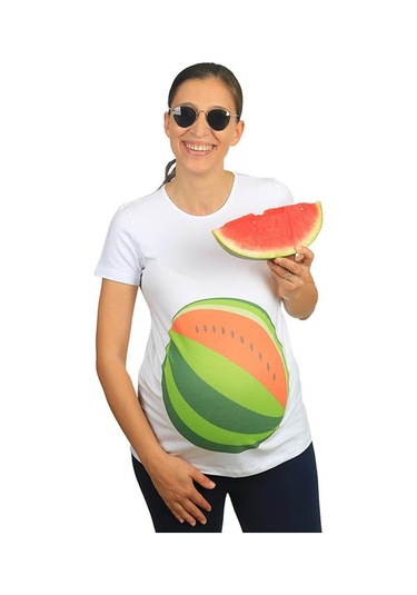 Mummy's Baby Hamile Tişört Karpuz Beyaz 8188