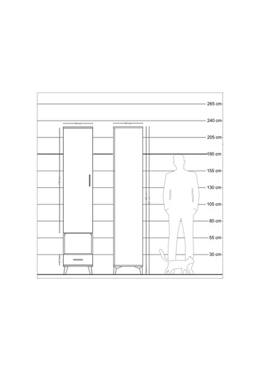 Hyperion Dolap 4 Raflı Tek Çekmeceli Tek Askılı 44x44x221 Ant... Antrasit