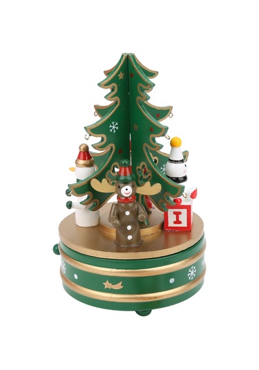 Moveevo Noel Dekorasyonu Ahşap Döner Müzik Kutusu Çocuk Hediyesi Aksesuarla Ornman Noel Ağacı Dekoru