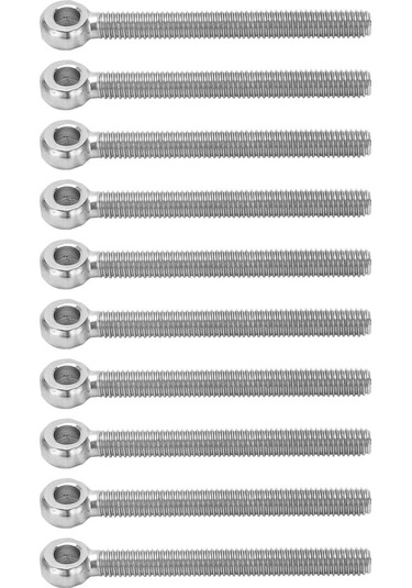 Besthome1 304 Paslanmaz Çelik Gözli Somunlar M6x60, 10 Adet, Dayanıklı, Koruyucu, Endüstriyel Kullanım İçin 4.8 Seviye