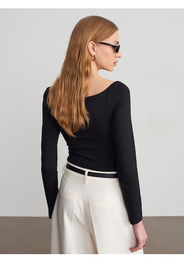 Dilvin 32661 Düğme Detaylı Bodysuit-siyah Siyah