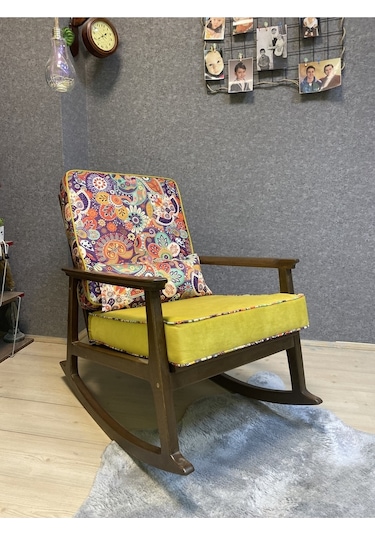 Asedia Asedia Iskandinav Kestane Ceviz Sarı Retro Sallanan Bahçe Koltuğu Sarı