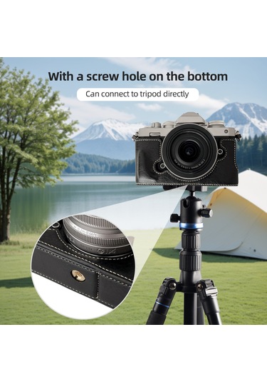 Gajeena Nikon Z Fc Kamera İçin Siyah Sentetik Deri Kılıf, Eldivenli Tutuş, Tripod Uyumlu, Omuz Kayışı İle Tam Koruma