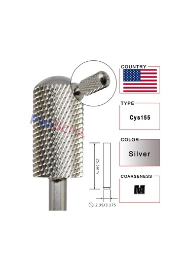 Rolinstar 6.6 Gümüş Büyük Namlu Yuvarlak Pürüzsüz Üst Tırnak Matkap Uçları Freze Kesici Manikür Pedikür Dosyalama Plum Kahverengi