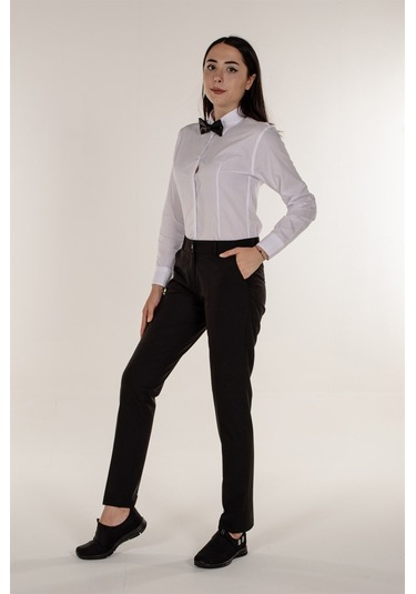 Beyaz Slim Fit Kadın Gömlek Uzun Kollu