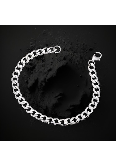 Çelik Bileklik Örgü Zincir Model 0.7 Mm Uzunluk 21 Cm Gümüş Silver Gümüş