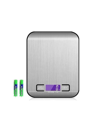 Fortunelane 5kg/1g Hassasiyetli Gümüş Dijital Terazi, 5 Birim, Tare, Dokunmatik, Işıklı Lcd, Pişirme & Pastane Terazisi, Farklı R Çok Renkli