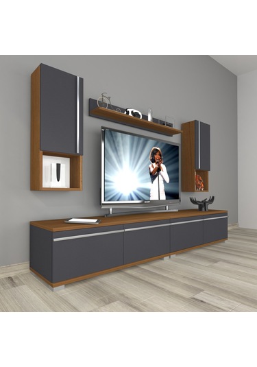 Decoraktiv Eko 5200ta Mdf Tv Ünitesi Tv Sehpası Ceviz - Antrasit