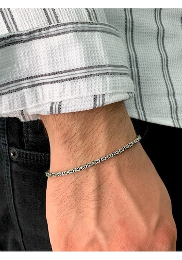 925 Ayar Gümüş 2 Mm Kral Erkek Bileklik 19 Cm