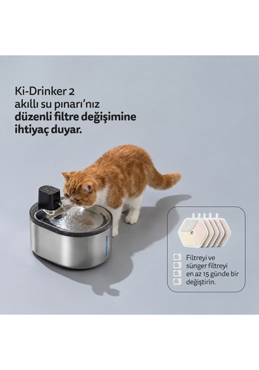 Ki-drinker 2 Akıllı Su Pınarı Filtre Seti 8'li +1 Hediye